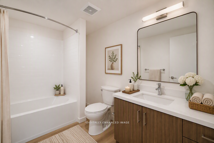 digitally enhanced image of bathroom at textur apartments in la mesa san diego