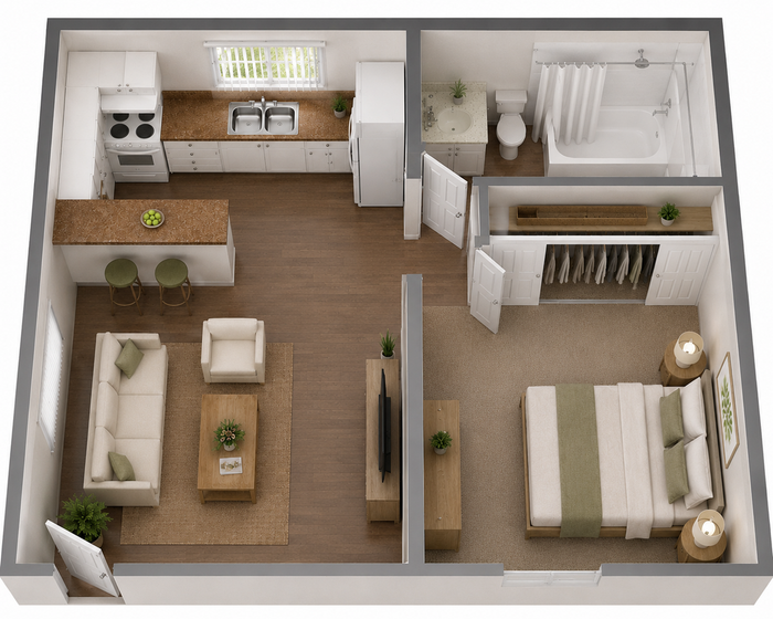1 bedroom 1 bathroom