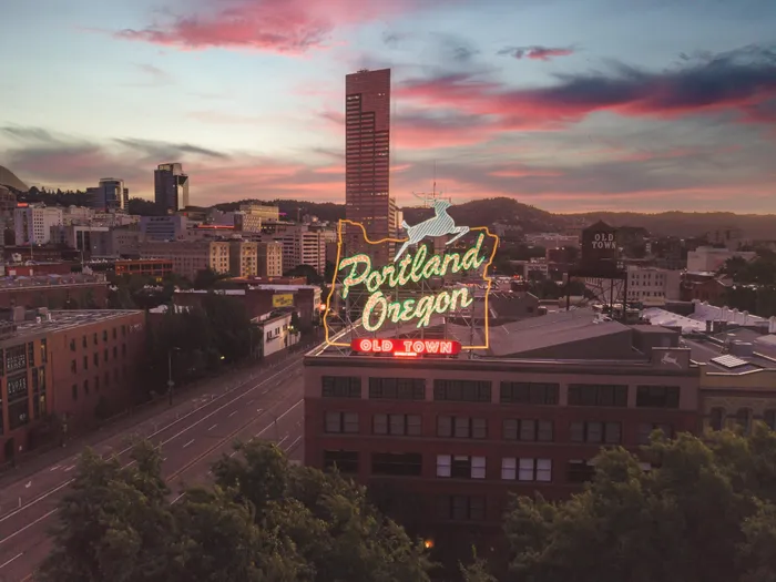 Sunset photo of Portland, Oregon