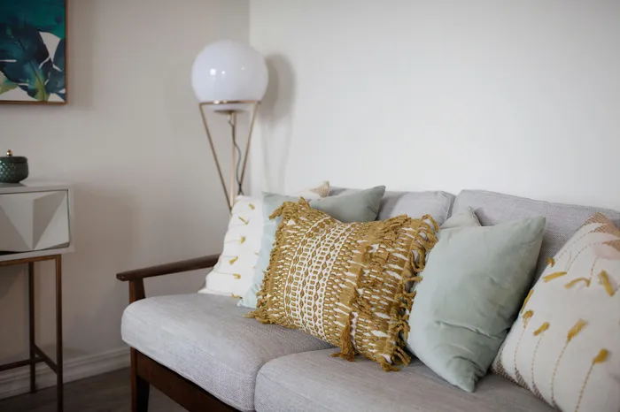 Close up of couch in living room