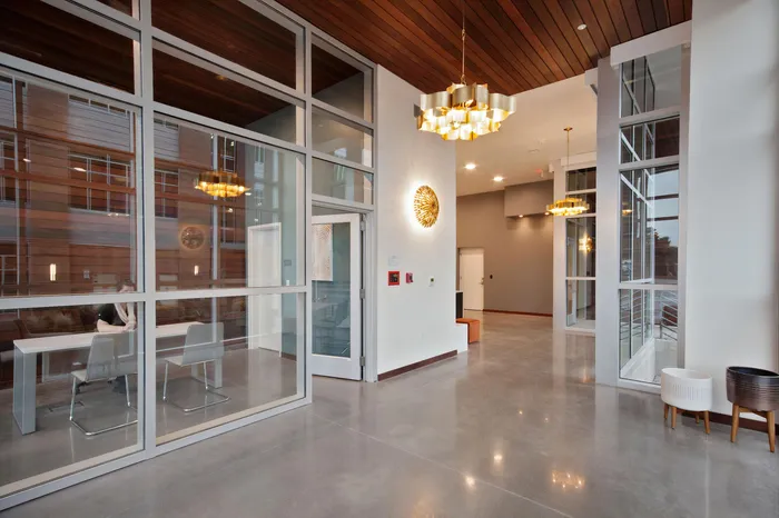 Bright entryway and community office
