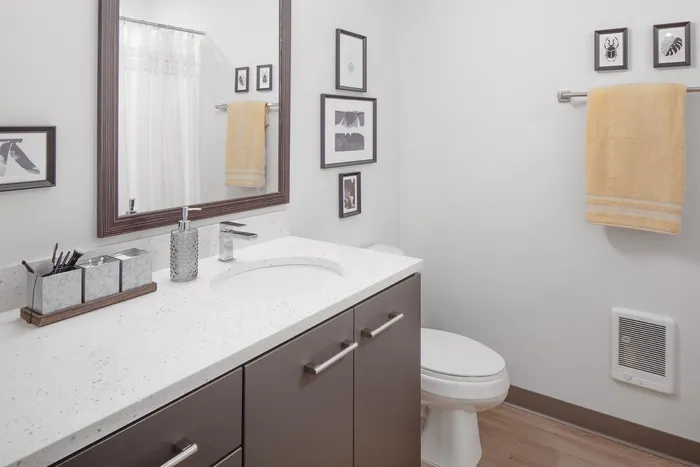 full bath with quarts counters at aniva apartments