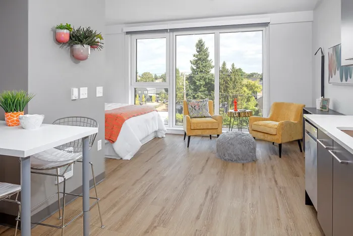 studio apartment with vinyl flooring at aniva apartments