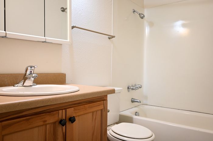 bathroom with shower tub combo