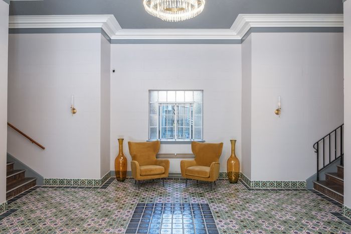 Updated entrance with restored original vintage features