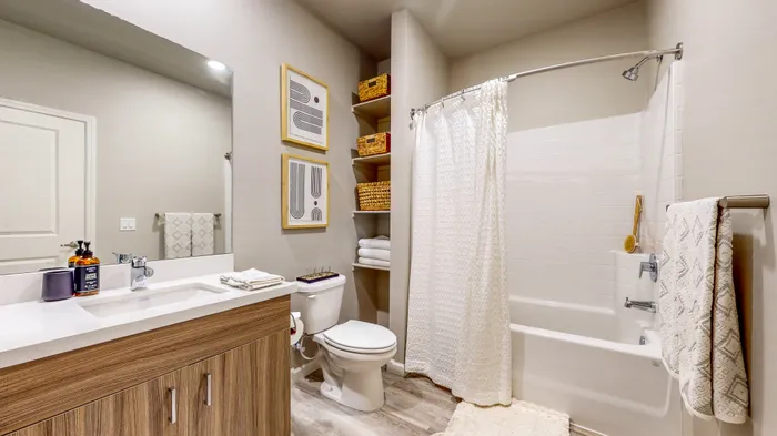 Bathroom with vinyl plank flooring