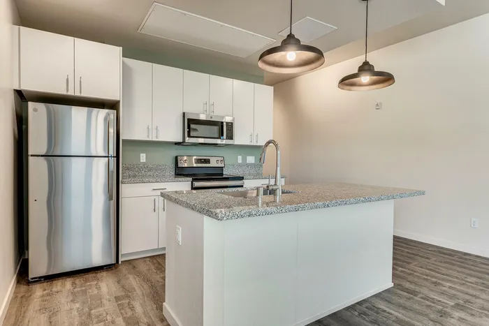 kitchen with stainless steel appliances at oner midtown