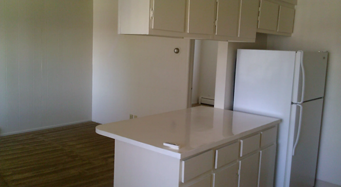 kitchen with a breakfast bar at palace apartments