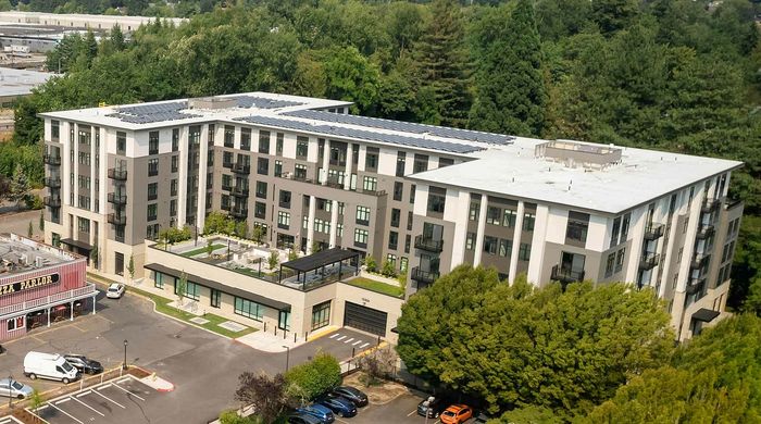 rooftop solar array at henley place