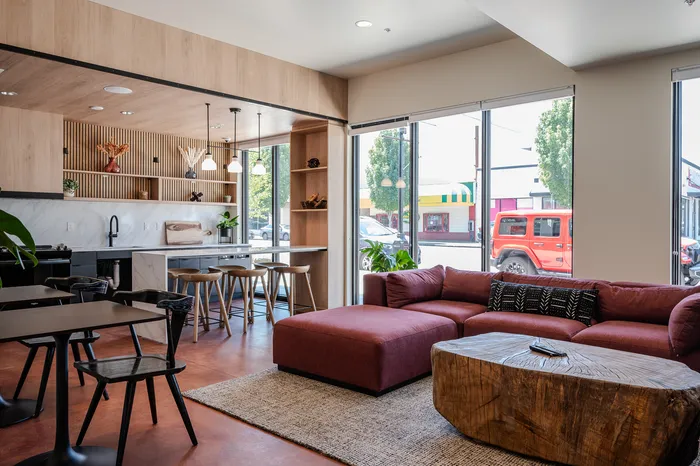 Resident Lounge and kitchen at Rivenwood Apartments located in Downtown Salem, Oregon