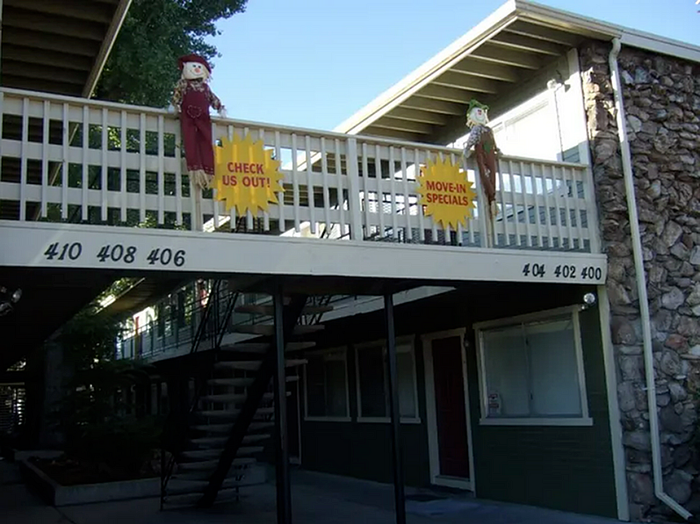 second floor walkway at linden apartments
