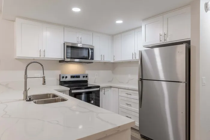 Kitchen with stainless steel appliances
