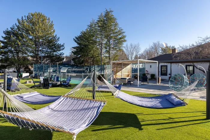 Hammocks in courtyard