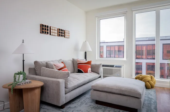 Living room with beautiful windows
