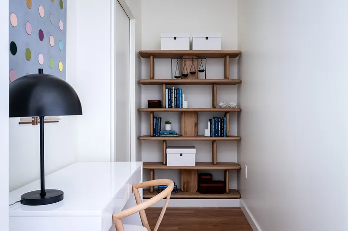 Office space with shelving