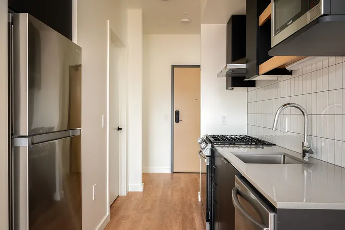 Kitchen with stainless steel appliances