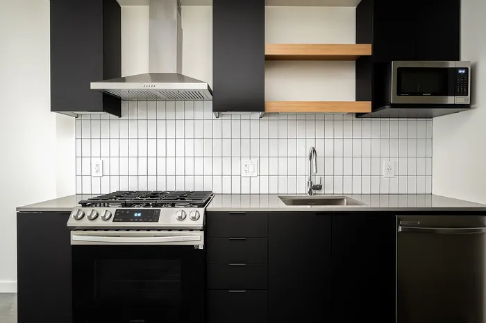 Kitchen with stainless steel appliances