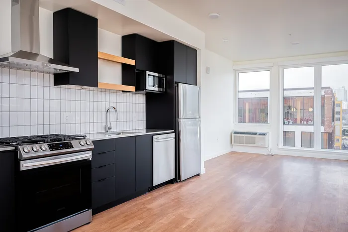 Kitchen with stainless steel appliances