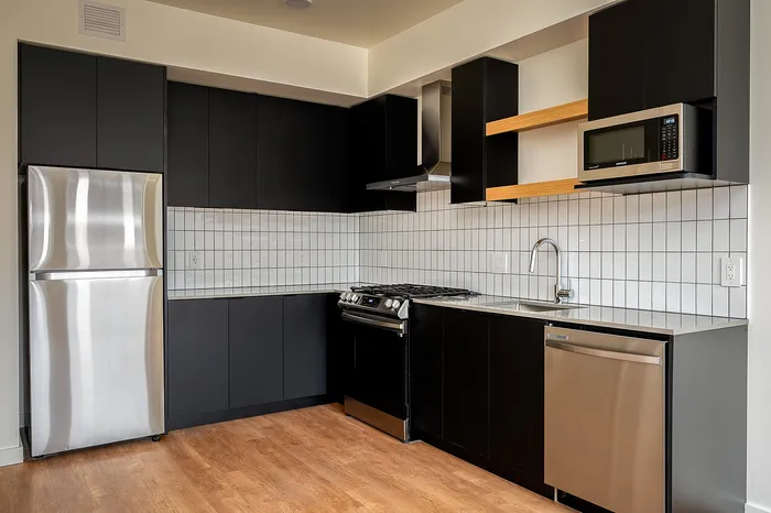 Kitchen with stainless steel appliances