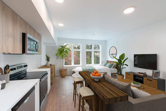 virtually staged studio apartment