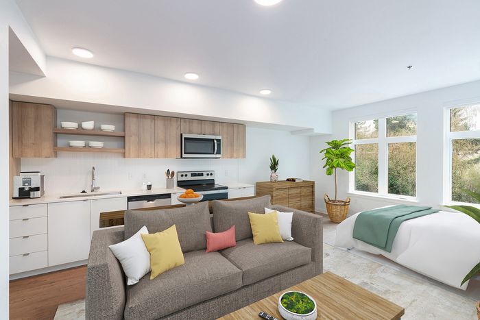 virtually staged studio apartment