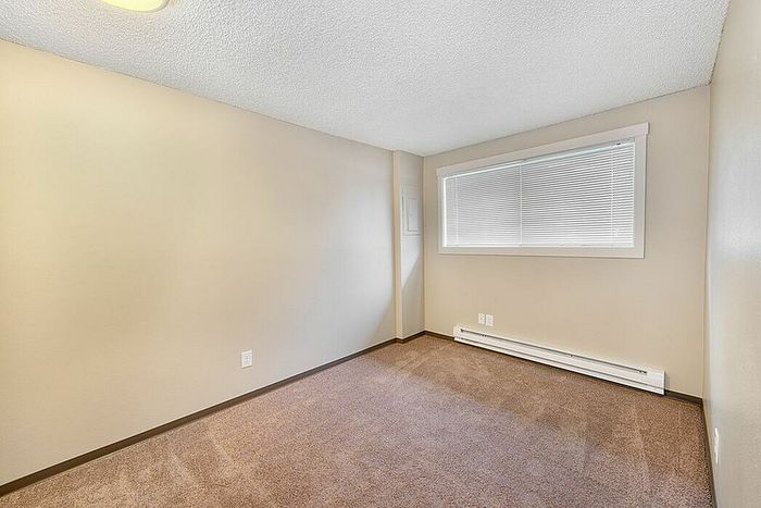 bedroom with plush carpet at quad apartments