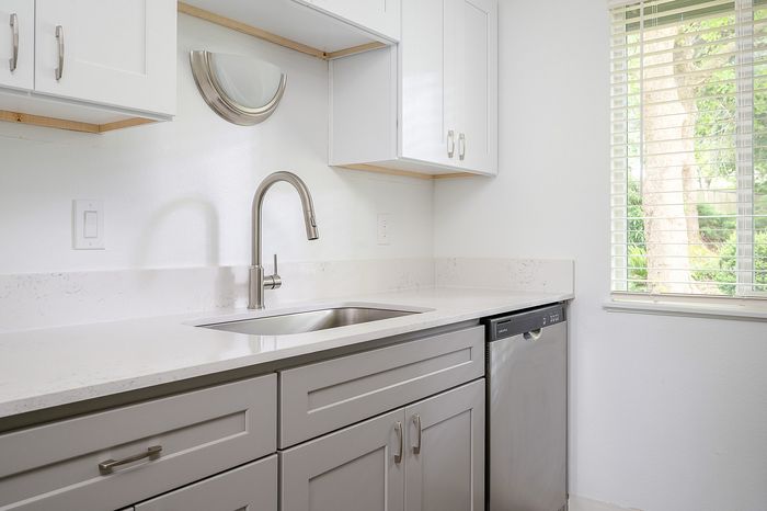 Kitchen with stainless steel appliances