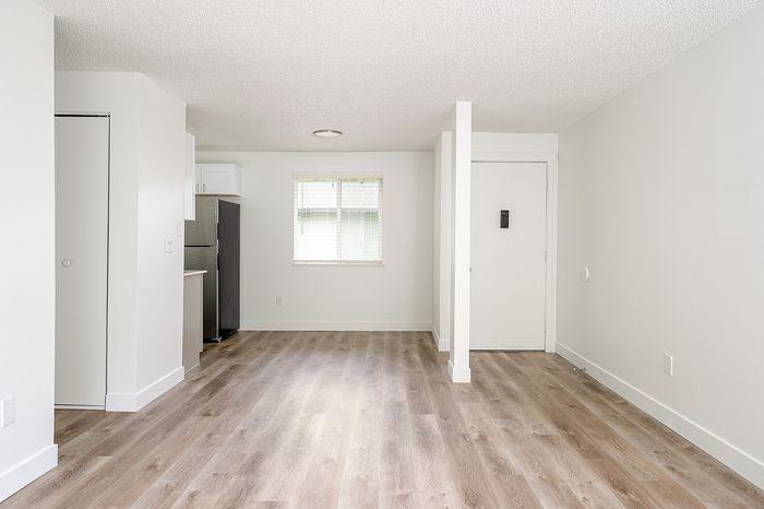 Living room and attached kitchen