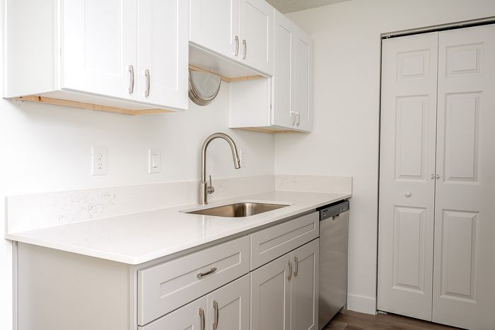 Kitchen with stainless steel appliances