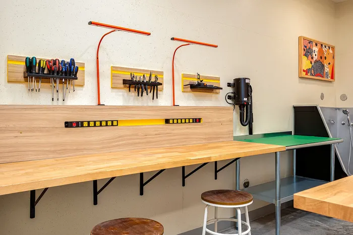 Makers space and workshop at Paceline Apartments in Portland, ORegon