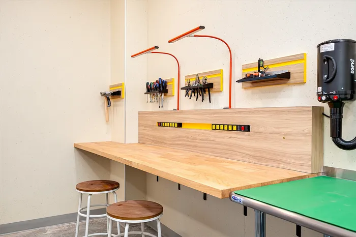 Makers space and workshop at Paceline Apartments in Portland, ORegon