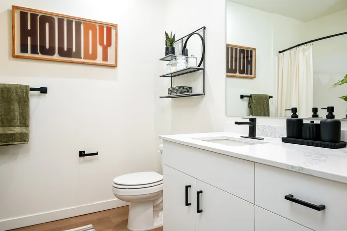 Furnished studio apartment home with in-home washer and dryer at Paceline in North Portland, Oregon