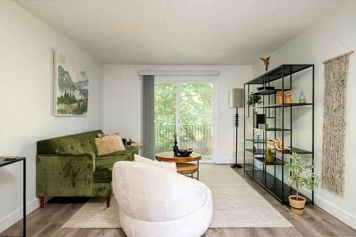 living room with attached patio