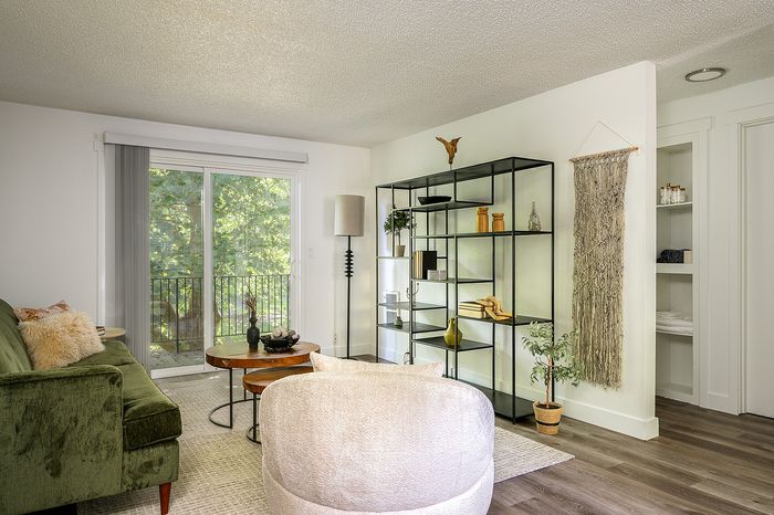 living room with attached patio