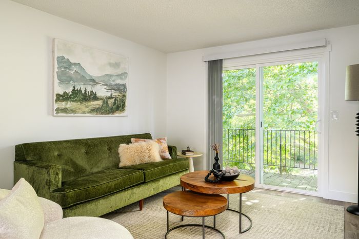 living room with attached patio