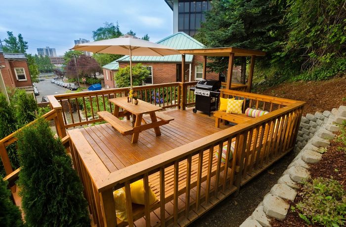 wooden deck overlooking town at park avenue gardens