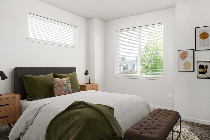 Virtually staged image of bedroom at Alderbrook in Vancouver, WA