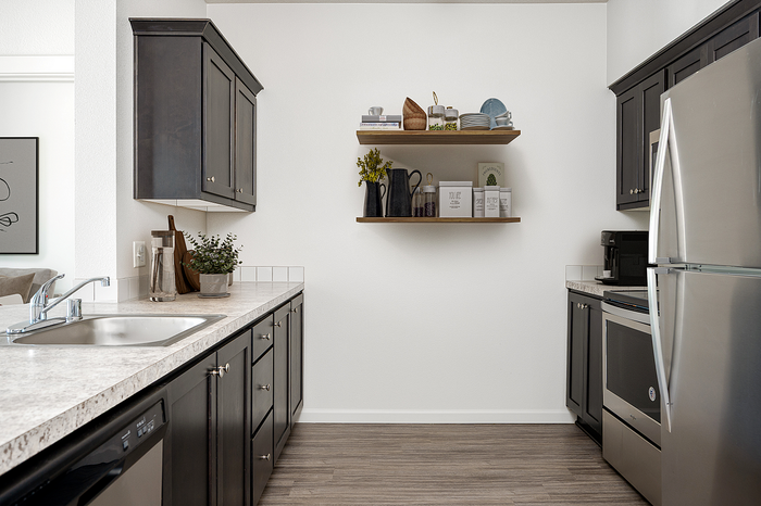 Virtually staged kitchen with stainless steel appliances in Vancouver, WA