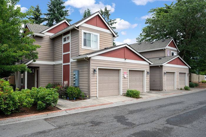 Exterior of Fairview Court with attached garages