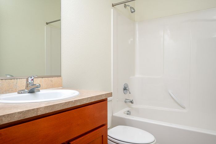 bathroom with shower and tub combo