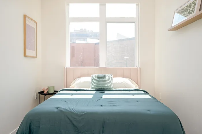 Fully Furnished One-Bedroom, One-Bathroom Floor Plan Bedroom