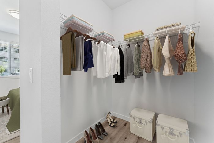 Walk-in closet at spring meadow apartments in Newberg, OR