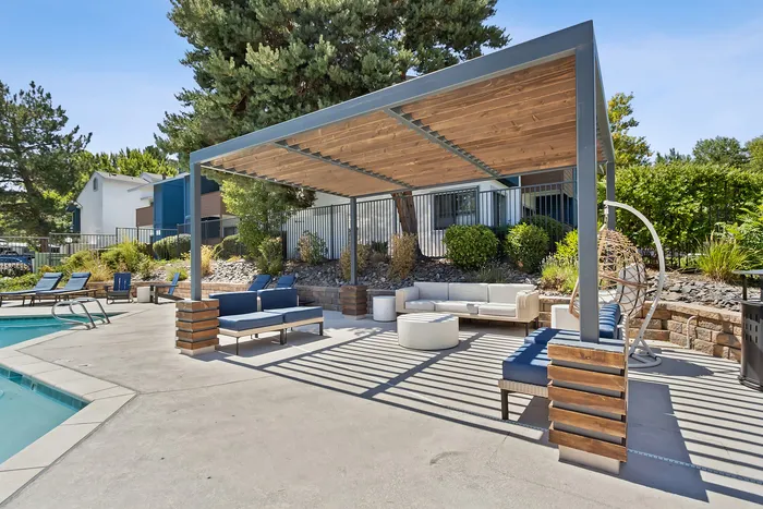 lounge area by the pool