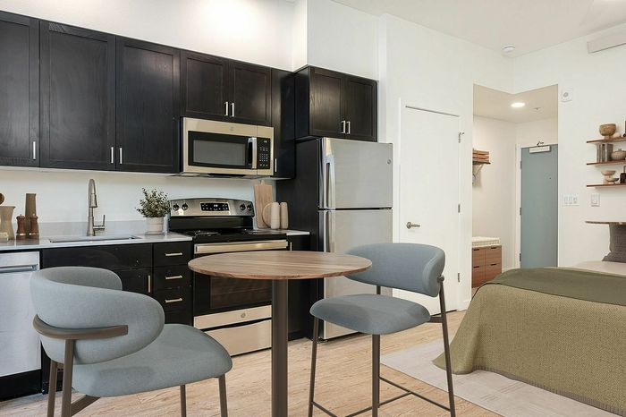 virtually staged studio apartment at 330 dekum