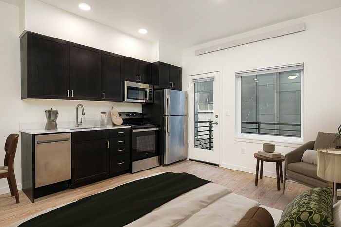 virtually staged studio apartment at 330 dekum