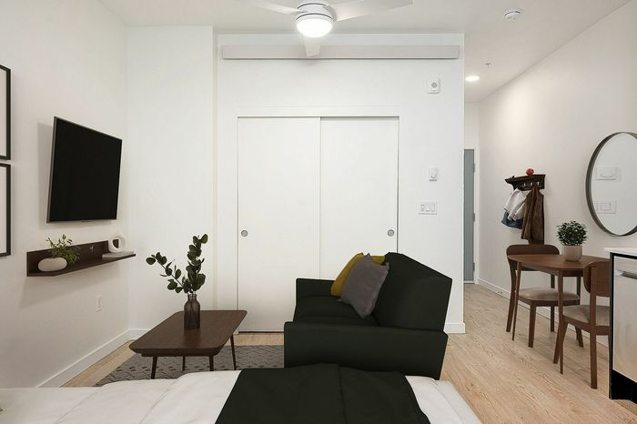 virtually staged studio apartment at 330 dekum