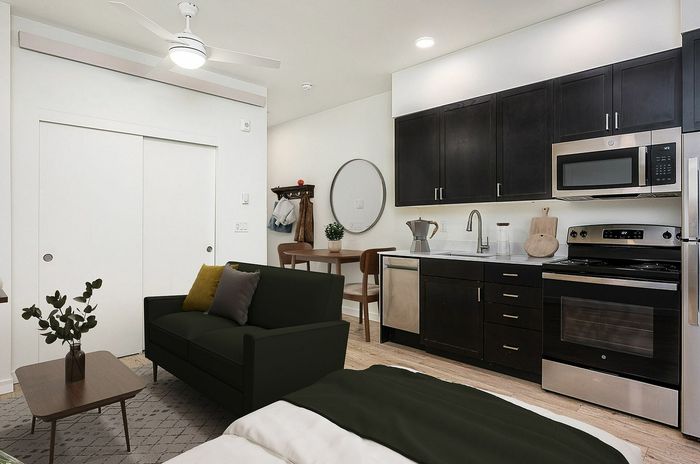virtually staged studio apartment at 330 dekum
