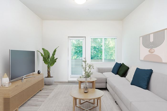 Virtually staged living room at Pacific Ridge in tigard, OR