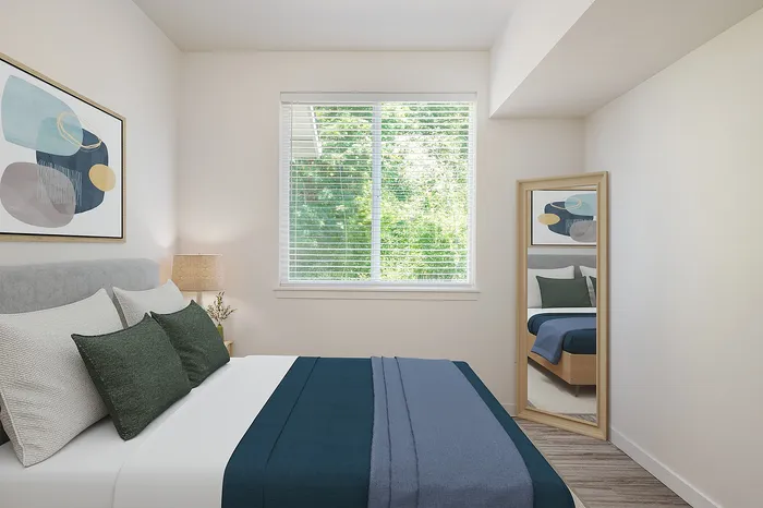 virtually staged bedroom office at Pacific Ridge Apartments, in OR