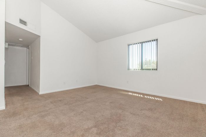 carpeted living room with window
